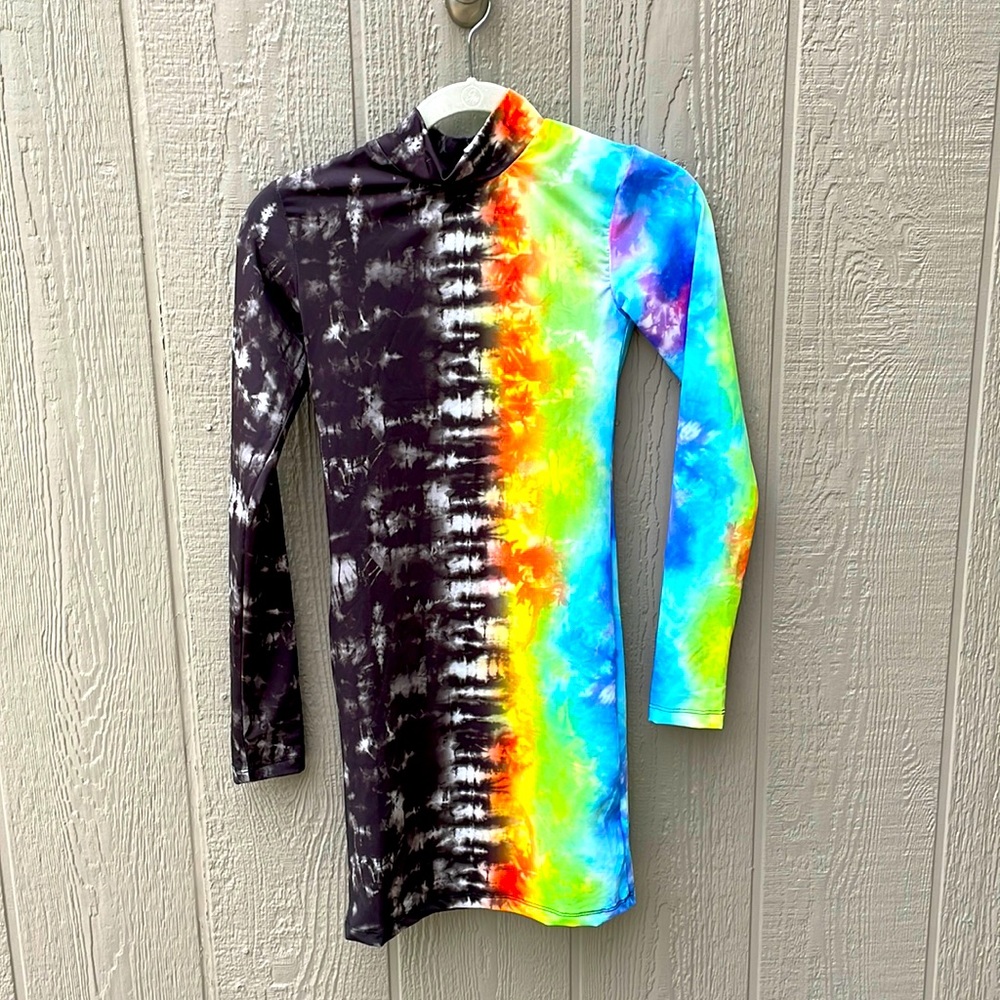 Black and Rainbow Bodycon Dress size 2 NWT